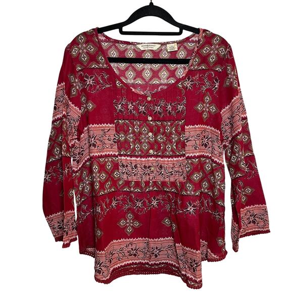 Denim & Supply Ralph Lauren Tops - Denim & Supply‎ Ralph Lauren Boho Peasant Blouse Red Paisley Size Large Cottage